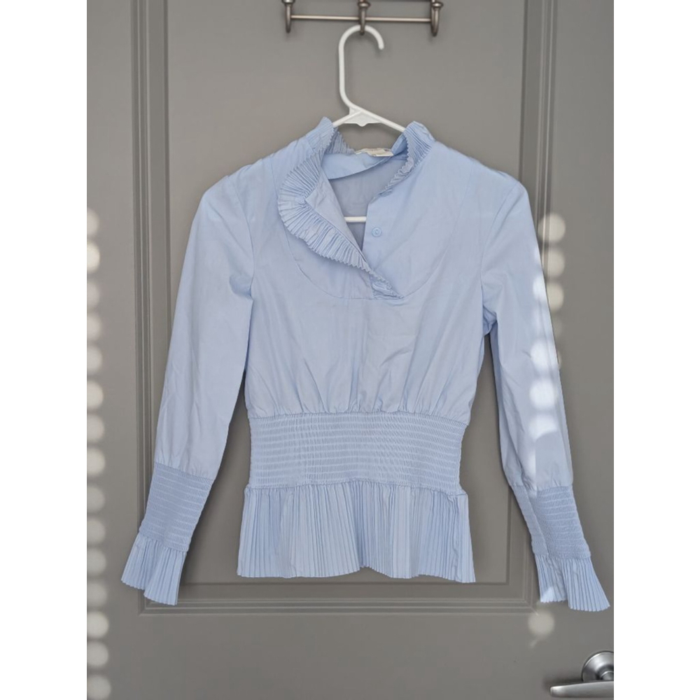 H&M Light Blue Ruffled Blouse